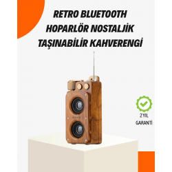 Mey İthalat® Ahşap Tarzı Kablosuz Hoparlör 5W Güçlü Bass TF USB AUX