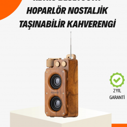 Mey İthalat® Ahşap Tarzı Kablosuz Hoparlör 5W Güçlü Bass TF USB AUX