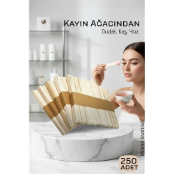 Mey İthalat® Ahşap Yüz ve Kaş Ağda Spatulası 250 Adet - Ultra Pürüzsüz Profesyonel Makyaj ve Maske Çubuğu 719424