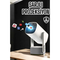 Mey İthalat® Akıllı Projeksiyon Powerbankli Taşınabilir Sinema Projektörü 4k HD Kaliteli