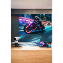 Mey İthalat® Akıllı Projeksiyon Powerbankli Taşınabilir Sinema Projektörü 4k HD Kaliteli
