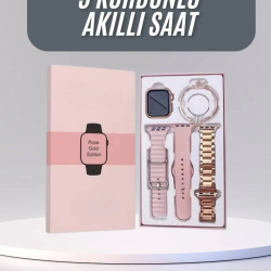 Mey İthalat® Akıllı Saat 3 Kordonlu Ve Aksesuarlı Bayanlar Için Şık Rose renk