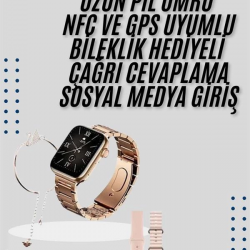 Mey İthalat® Akıllı Saat 3 Kordonlu Ve Aksesuarlı Bayanlar Için Şık Rose renk