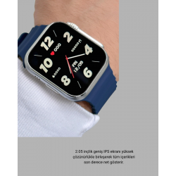 Mey İthalat® Akıllı Saat 360 mAh Çoklu Spor Modlu Lacivert Siyah Kordon