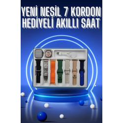 Mey İthalat® Akıllı Saat 7 Kordon Hediyeli Takvim Alarm Nabız Ölçer Bildirim Görme Sesli Görüşme