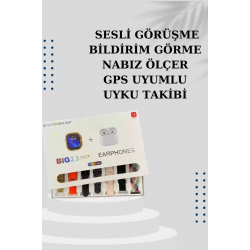 Mey İthalat® Akıllı Saat 7 Kordonlu Kulaklık Hediyeli Nabız Ölçer Uyku Takibi Sesli Görüşme