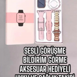 Mey İthalat® Akıllı Saat Amoled Ekran 3 Kordonlu Aksesuar Hediyeli Sesli Görüşme