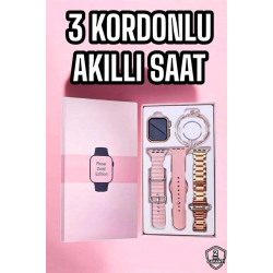 Mey İthalat® Akıllı Saat Amoled Ekran 3 Kordonlu Aksesuar Hediyeli Sesli Görüşme