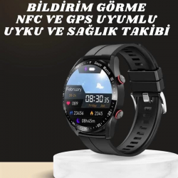 Mey İthalat® Akıllı Saat Amoled Ekran Metal Ve Deri Kordonlu Uyku ve Sağlık Takibi Titreşimli