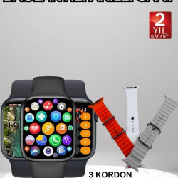 Mey İthalat® Akıllı Saat Arama Görüşme Bildirim Görme Uyku ve Sağlık Takibi Nabız Ölçer 3 Kordon Hediyeli