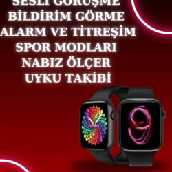 Mey İthalat® Akıllı Saat Arama Görüşme Bildirim Görme Uyku ve Sağlık Takibi Nabız Ölçer 3 Kordon Hediyeli