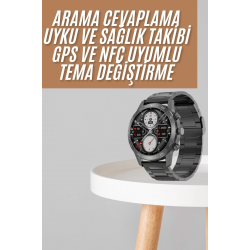 Mey İthalat® Akıllı Saat Çelik Kordon Çağrı Cevaplama Amoled Ekran Titreşimli Uyku ve Sağlık Takibi