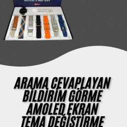 Mey İthalat® Akıllı Saat Çoklu Kordon Seçenekli Dokunmatik Ekran Nabız Sensörlü