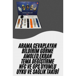 Mey İthalat® Akıllı Saat Çoklu Kordon Seçenekli Dokunmatik Ekran Nabız Sensörlü