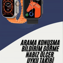 Mey İthalat® Akıllı Saat Kordon Hediyeli Güçlü Batarya Kapasiteli Titreşimli Bildirim Görme Unisex