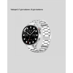 Mey İthalat® Akıllı Saat Metal Kordonlu Tam Ekran AMOLED – Arama ve Sağlık Takip Özellikli