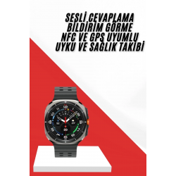 Mey İthalat® Akıllı Saat Müzik Dinleme Nabız Ölçer NFC ve GPS Uyumlu Sesli Asistan