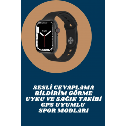 Mey İthalat® Akıllı Saat Tema Değiştirme Uyku ve Sağlık Takibi Sesli Asistan Bildirim Görme