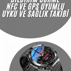 Mey İthalat® Akıllı Saat Titanyum Kasa Yuvarlak Ekran Alarm Uyku ve Sağlık Takibi Titreşimli