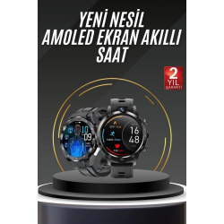 Mey İthalat® Akıllı Saat Titanyum Kasa Yuvarlak Ekran Alarm Uyku ve Sağlık Takibi Titreşimli