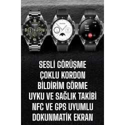 Mey İthalat® Akıllı Saat Titreşimli Pusula Nabız ve Tansiyon Ölçer NFC Uyumlu