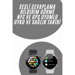 Mey İthalat® Akıllı Saat Uyku ve Sağlık Takibi NFC Uyumlu Bluetoooth Bağlantılı Android İOS Uyumlu