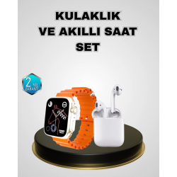 Mey İthalat® Akıllı Saat ve Kablosuz Kulaklık iOS Android Uyumlu Teknoloji Seti