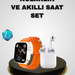 Mey İthalat® Akıllı Saat ve Kablosuz Kulaklık iOS Android Uyumlu Teknoloji Seti