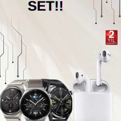 Mey İthalat® Akıllı Saat ve Kulaklık Seti Dokunmatik Ekran 5.0 Bluetooth Bağlantılı Sesli Görüşme