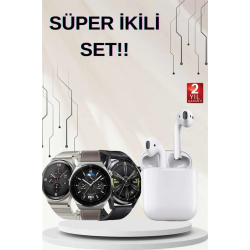 Mey İthalat® Akıllı Saat ve Kulaklık Seti Dokunmatik Ekran 5.0 Bluetooth Bağlantılı Sesli Görüşme