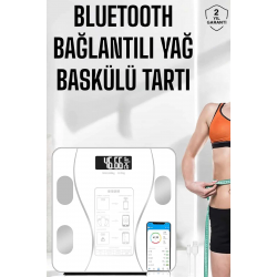 Mey İthalat® Akıllı Tartı Dijital Baskül Yağ Su Kas Vücut Kitle Kilo Ölçer Tartı