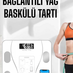 Mey İthalat® Akıllı Tartı Dijital Baskül Yağ Su Kas Vücut Kitle Kilo Ölçer Tartı