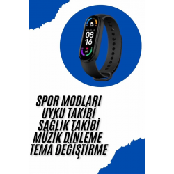 Mey İthalat® Akıllı Uyumlu Bileklik M6 Adımsayar Spor Modları Çağrı Görme Türkçe Menü