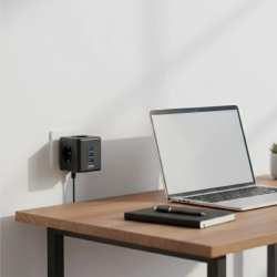 Mey İthalat® Akım Korumalı Küp Priz 3 Priz Girişi ve 3 USB Şarj Özellikli