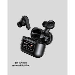Mey İthalat® Aktif Gürültü Engelleme (ANC) Kablosuz Bluetooth Kulaklık – Dijital Ekranlı, Dokunmatik ve Uzun Pil Ömürlü