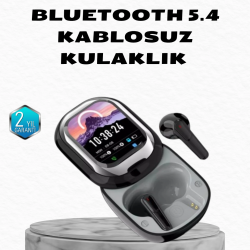 Mey İthalat® Aktif Gürültü Engelleme Özellikli Kablosuz Kulaklık – Akıllı Ekranlı Şarj Kutusu