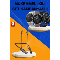 Mey İthalat® Alarm ve Titreşim Özellikli Akıllı Saat ve Mikrofonlu Kablolu Bluetooth Kulaklık 60 Saat