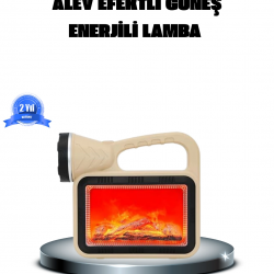 Mey İthalat® Alev Efektli Solar Lamba COB Işıklı Taşınabilir Bahçe Kamp Aydınlatma
