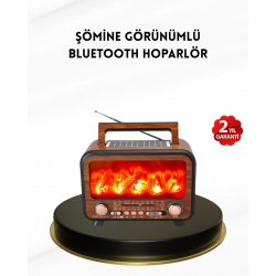 Mey İthalat® Alev Işığı Efektli Solar Bluetooth Hoparlör Radyo Destekli Taşınabilir Model