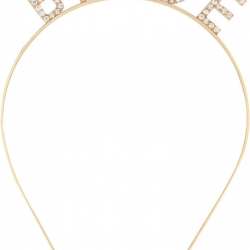 Mey İthalat® Altın Gold Renk Bekarlığa Veda Kristal Taş Bride Tacı İthal 16x10 cm