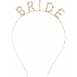 Mey İthalat® Altın Gold Renk Bekarlığa Veda Kristal Taş Bride Tacı İthal 16x10 cm