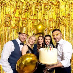 Mey İthalat® Altın Gold Renk Ekstra Metalize Parlak Saçaklı Arka Fon Perde İthal A Kalite 1x2 Metre