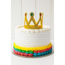 Mey İthalat® Altın Işıltılı Pasta Tacı Pasta Üstü Taç Plastik Malzeme 8x8 cm