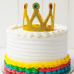 Mey İthalat® Altın Işıltılı Pasta Tacı Pasta Üstü Taç Plastik Malzeme 8x8 cm