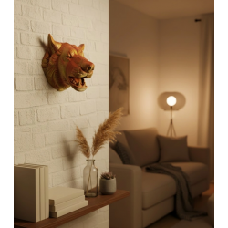 Mey İthalat® Altın Kaplama Görünümlü Kurt Duvar Süsü