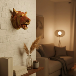 Mey İthalat® Altın Kaplama Görünümlü Kurt Duvar Süsü