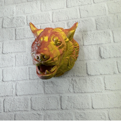 Mey İthalat® Altın Kaplama Görünümlü Kurt Duvar Süsü