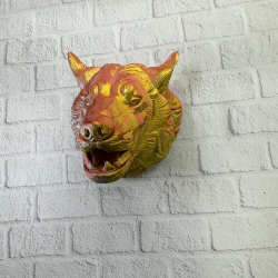 Mey İthalat® Altın Kaplama Görünümlü Kurt Duvar Süsü