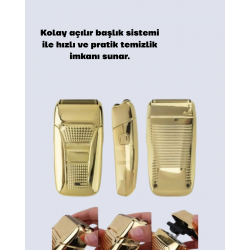 Mey İthalat® Altın Kaplama Kablolu Erkek Tıraş Makinesi Favori Aparatlı