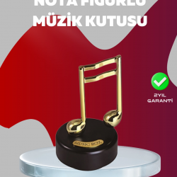 Mey İthalat® Altın Nota Figürlü Dönen Müzik Kutusu Dekoratif Music Box